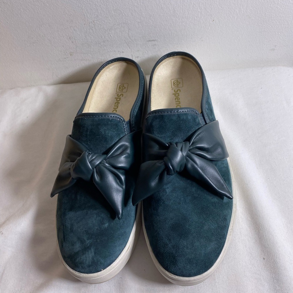 Spenco Teal Suede Bow Mules Slip On Sneakers Women Size Unknown‎
